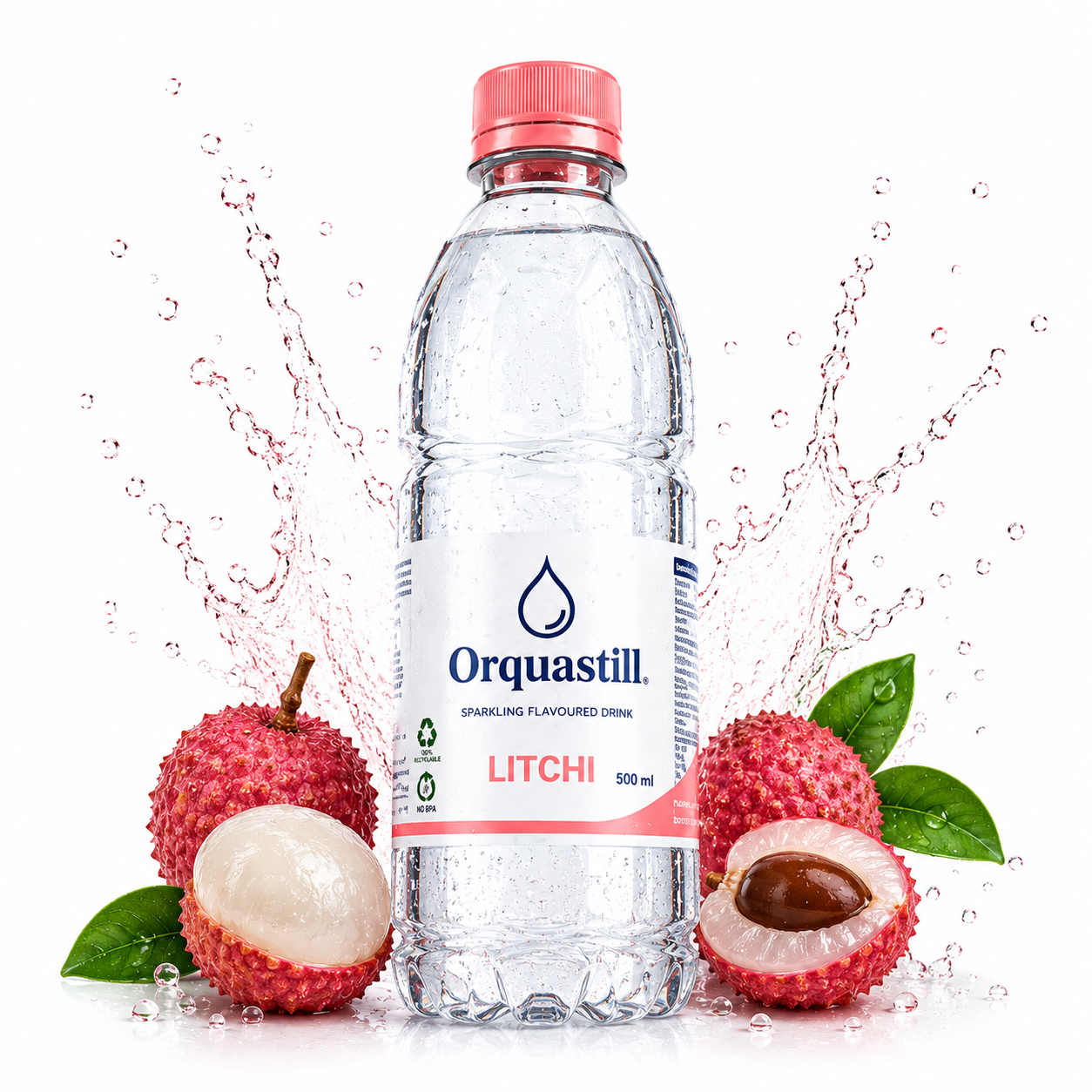 Orquastill Litchi sparkling flavoured water bottle