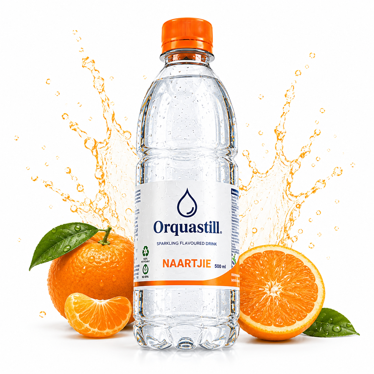 Orquastill Naartjie sparkling flavoured water bottle